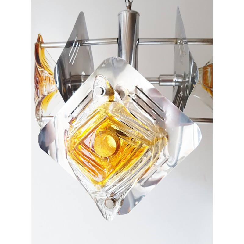 Vintage chandelier in glass by Mazzega - 1970s