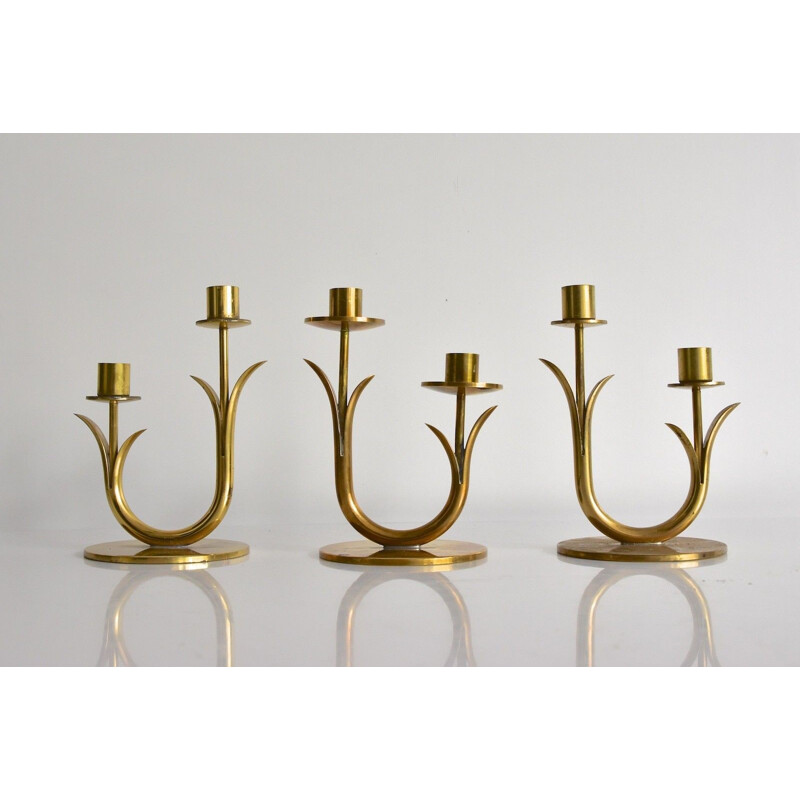 Swedish brass candle holders by Gunnar Ander for Ystad Metall - 1960s