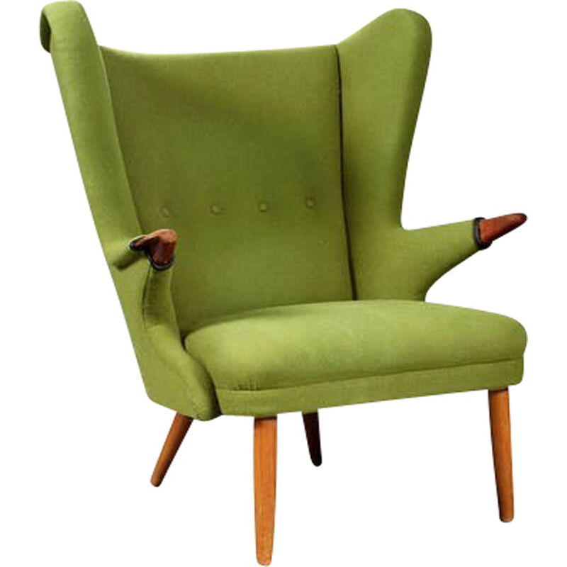 Vintage armchair with green Wool - 1950s