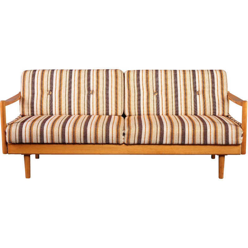 Vintage extendable sofa in oak - 1960s