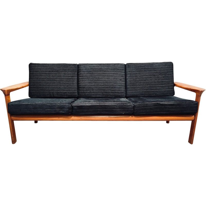 Vintage black "scandinavian design" 3 seater sofa - 1950s