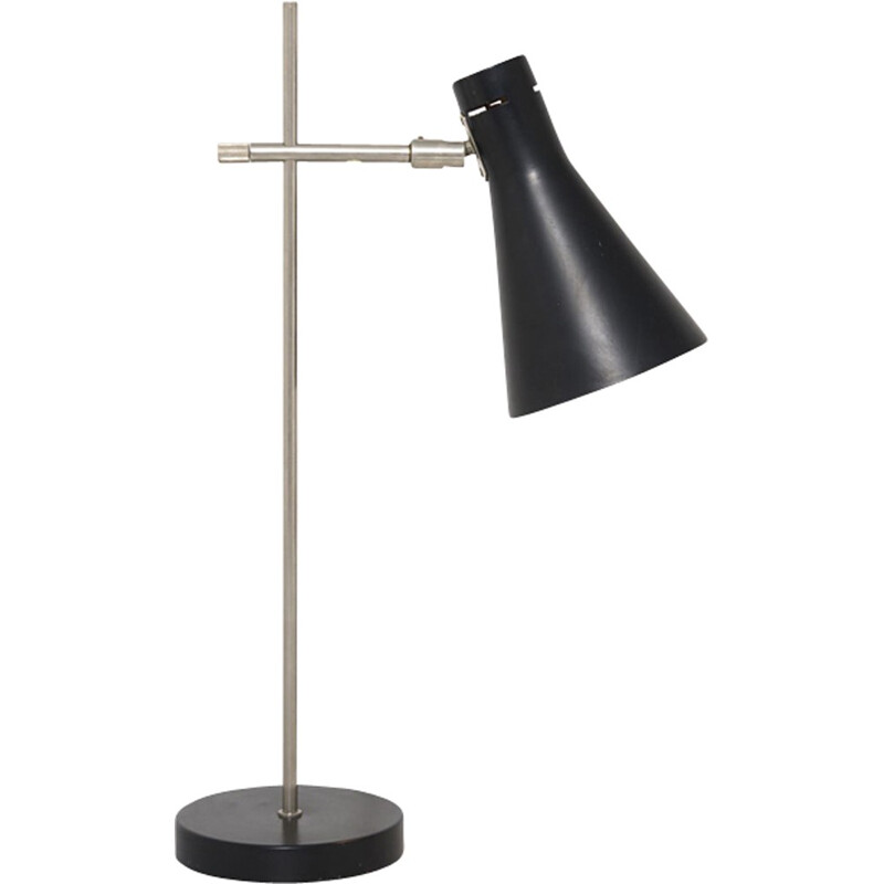Vintage Table Lamp in black chromed metal - 1960s