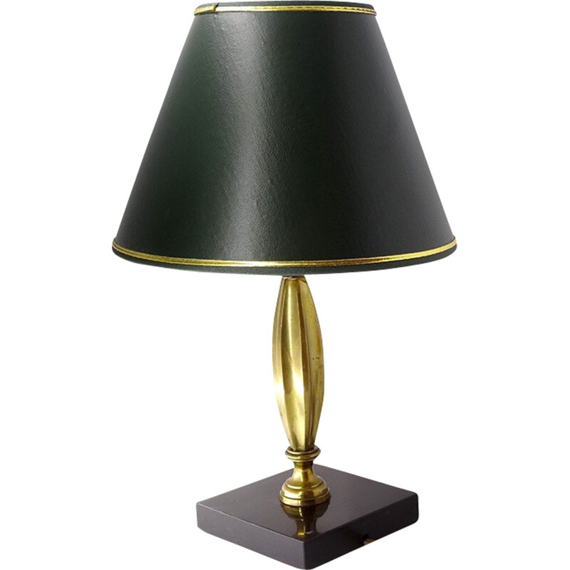 Vintage granite and brass table lamp - 1940s