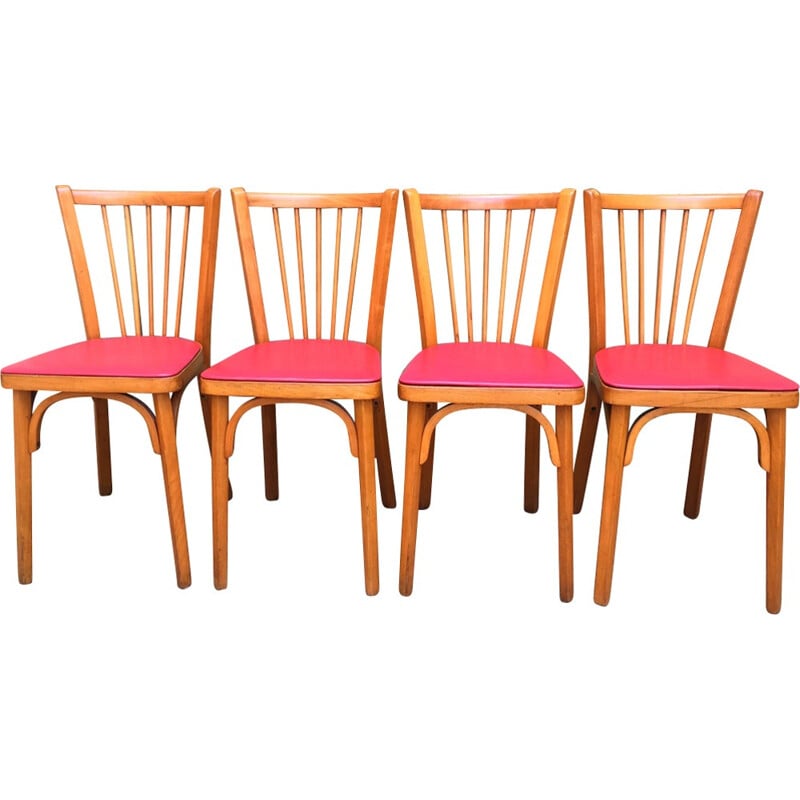 Suite de 4 chaises bistrot pour Baumann - 1960