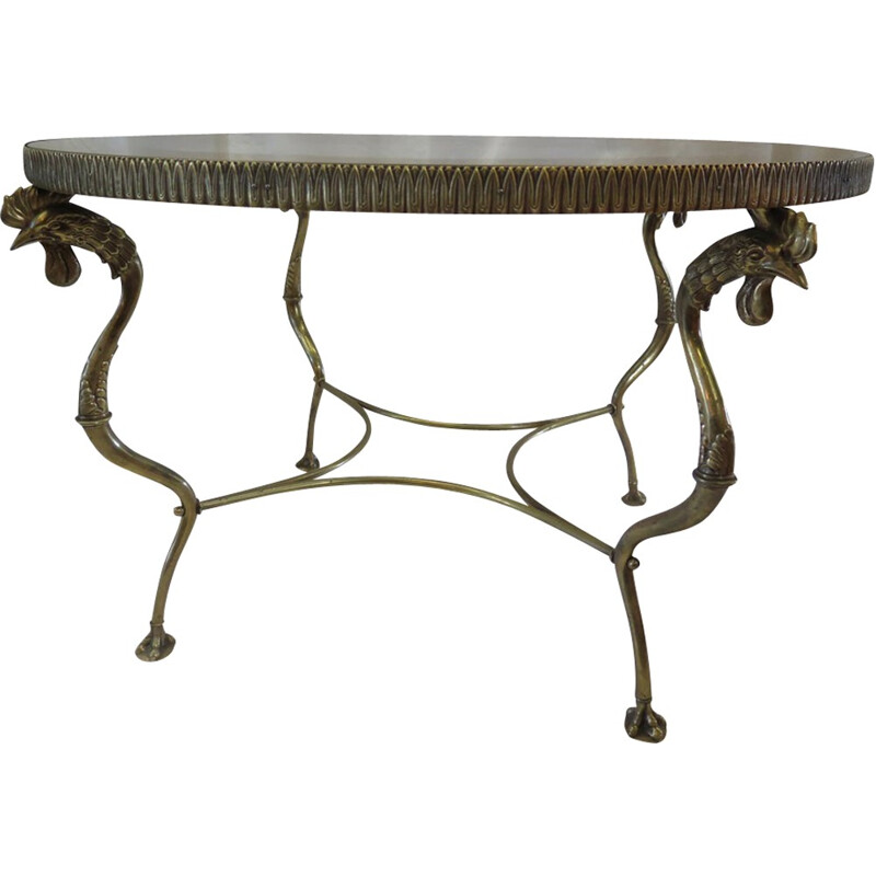 Table basse vintage en verre et en bronze, 1960