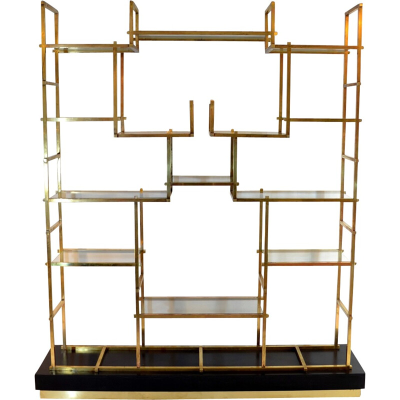 Vintage Large Brass Shelf by Romeo Rega - 1970s