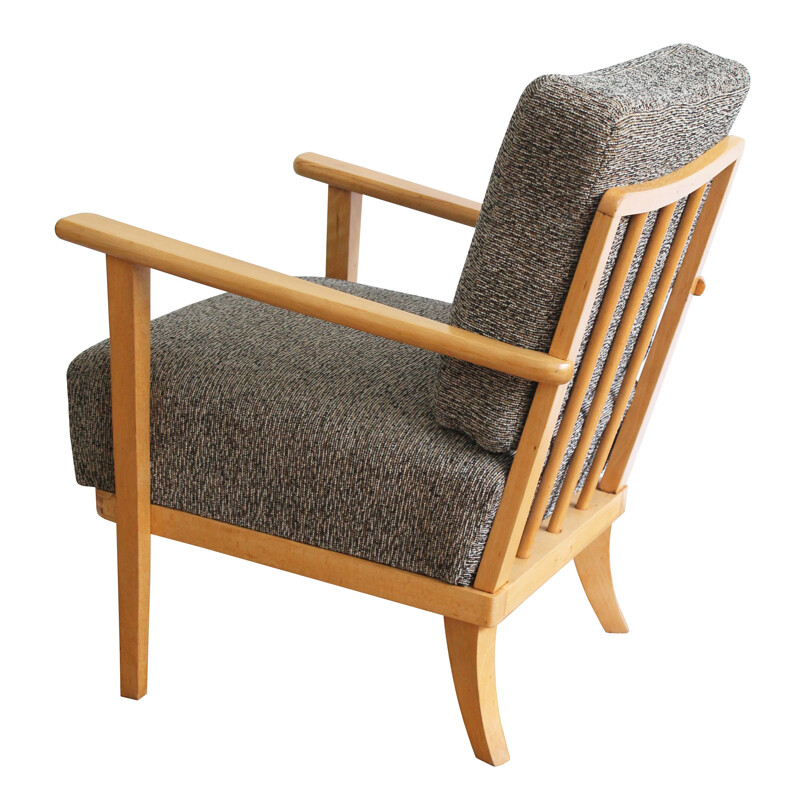 Refurbished Thonet Armchair with Original Fabric