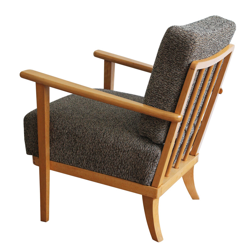 Refurbished Thonet Armchair with Original Fabric