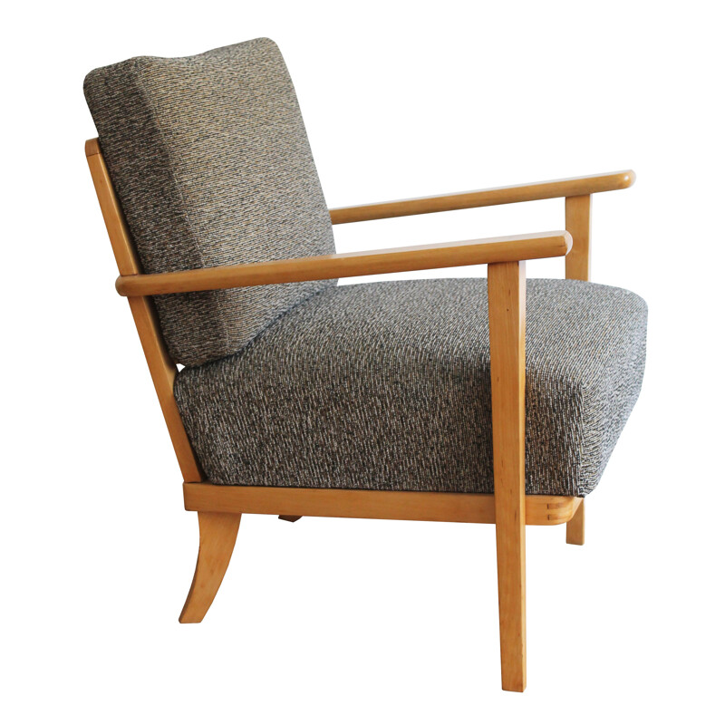 Refurbished Thonet Armchair with Original Fabric