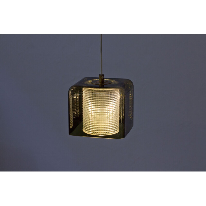 Vintage Square-Shaped Glass Pendant Lamp by Carl Fagerlund for Orrefors - 1960s