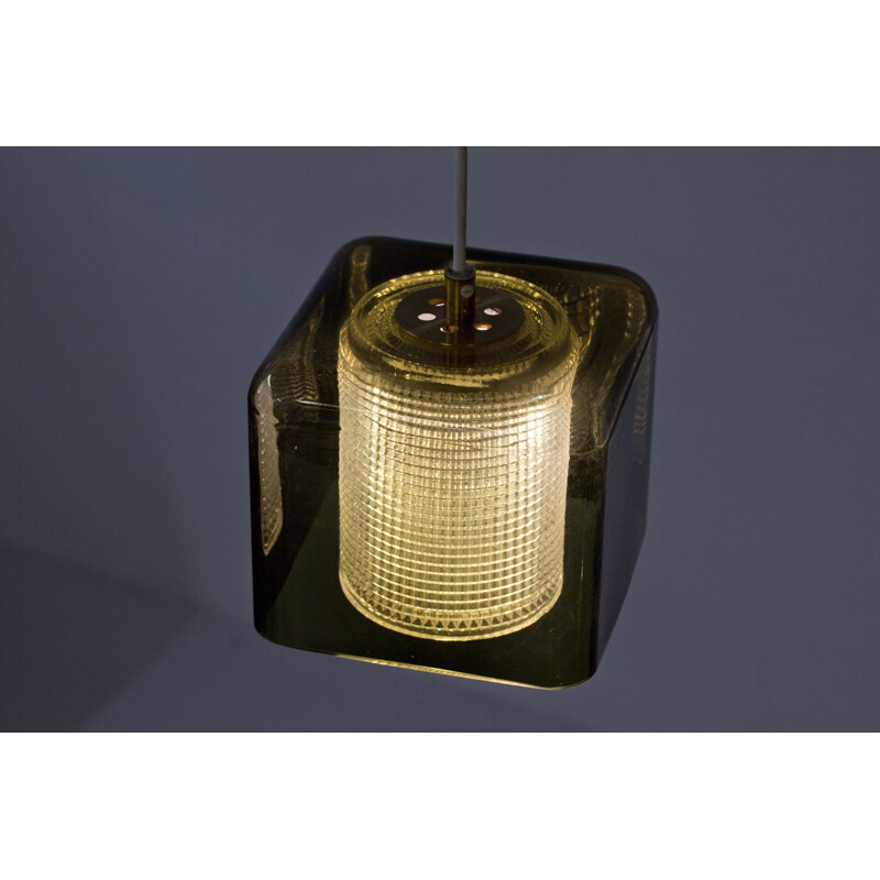Vintage Square-Shaped Glass Pendant Lamp by Carl Fagerlund for Orrefors - 1960s