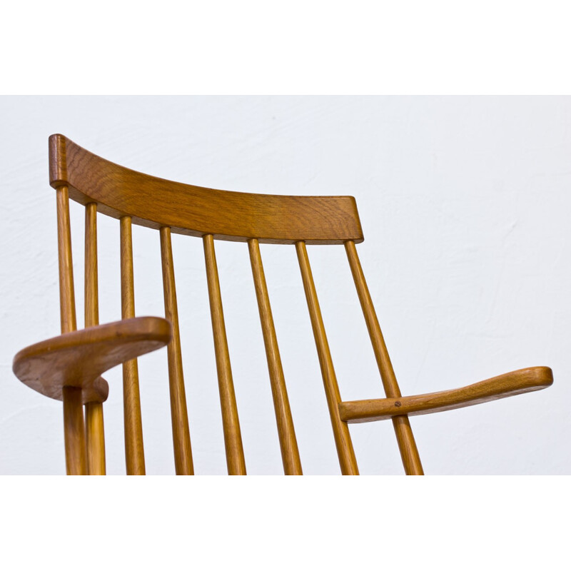 Vintage Pair of "Sibbo" Armchairs in Solid Oak by Yngve Ekström for Stolab - 1960s