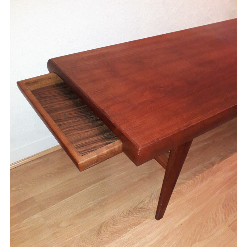 Vintage scandinavian rectangular teak coffee table - 1960s