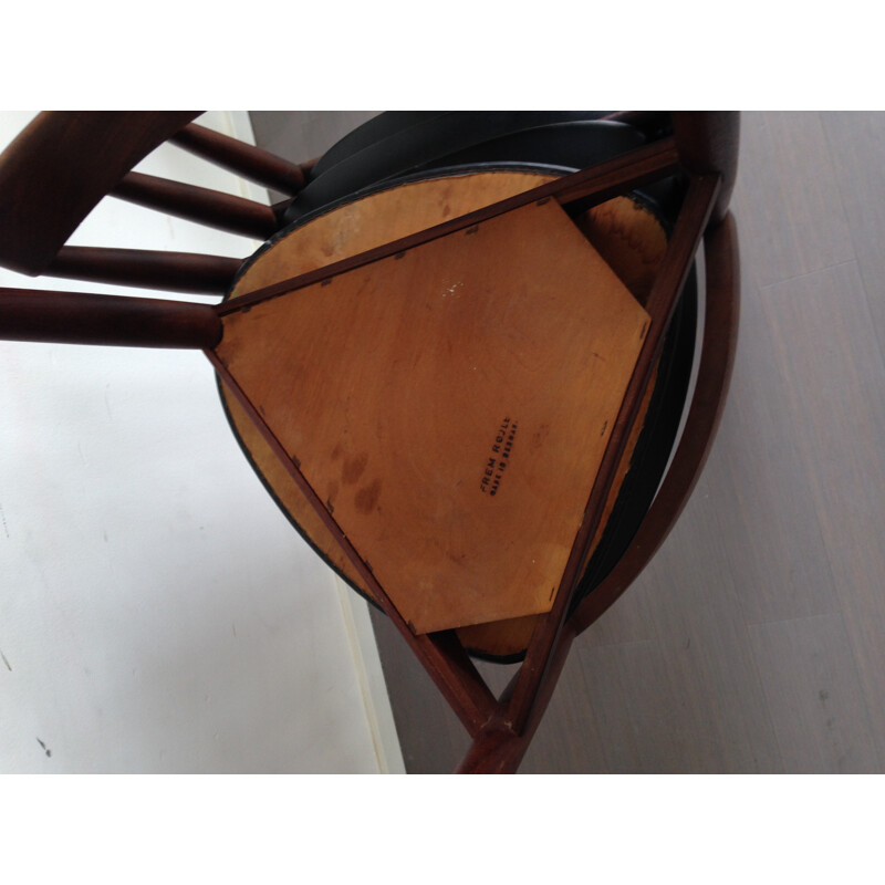 Suite de 4 chaises à repas tripodes vintage par Hans Olson pour Frem Rojle - 1960