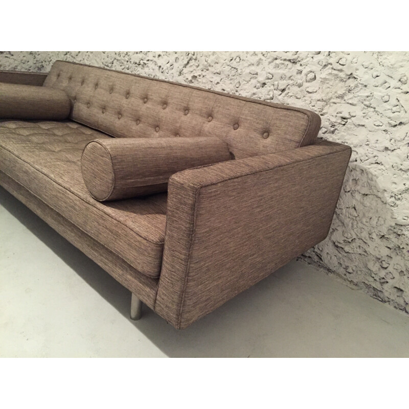 Sofa in beige fabric and metal - 1980s