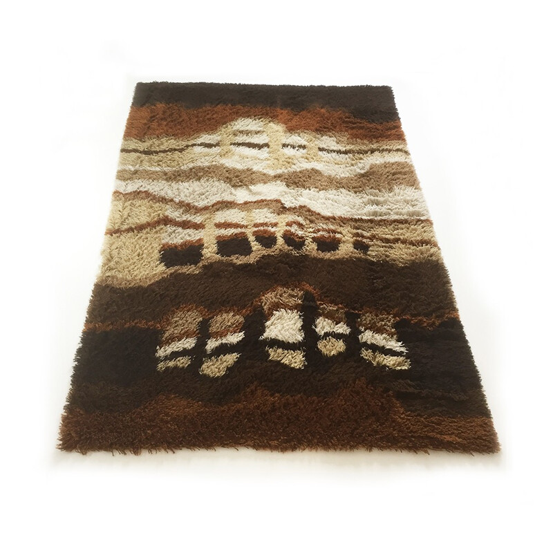 Vintage veelkleurig hoogpolig rya tapijt van Desso, Nederland 1970
