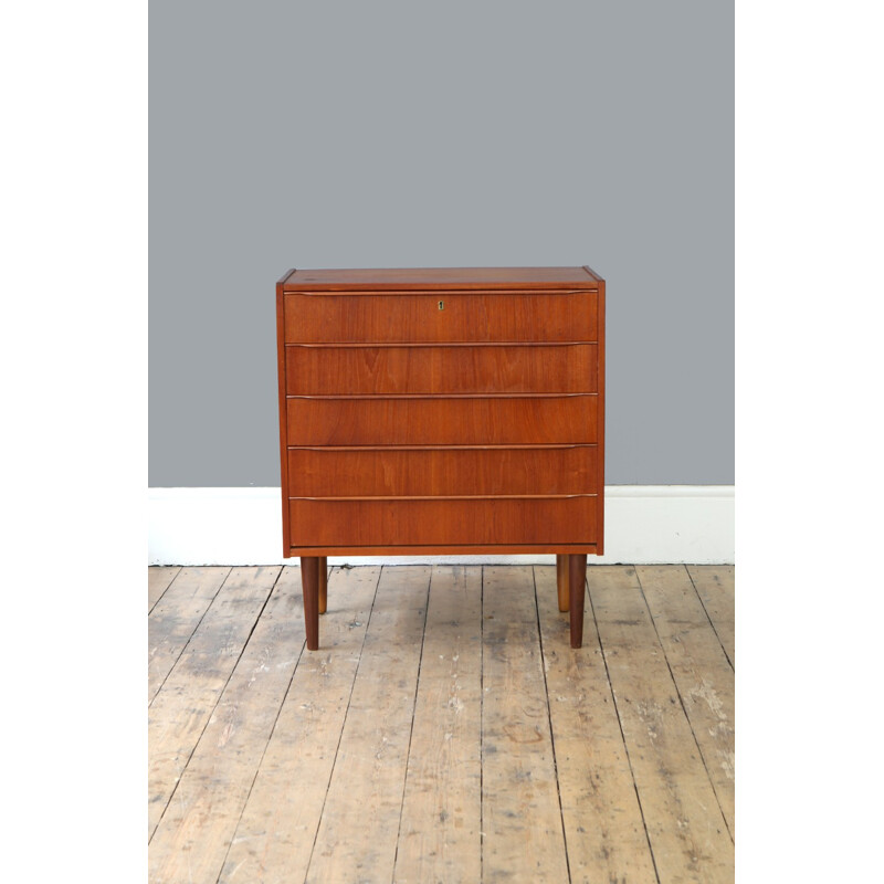 Vintage Danish Teak Chest of Drawers with 5 drawers - 1950s