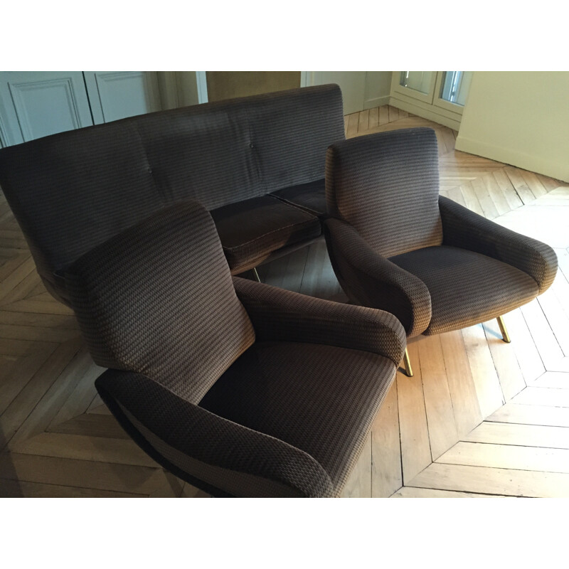 Ensemble canapé Triennale et paire de fauteuils Lady, Marco ZANUSO - 1950