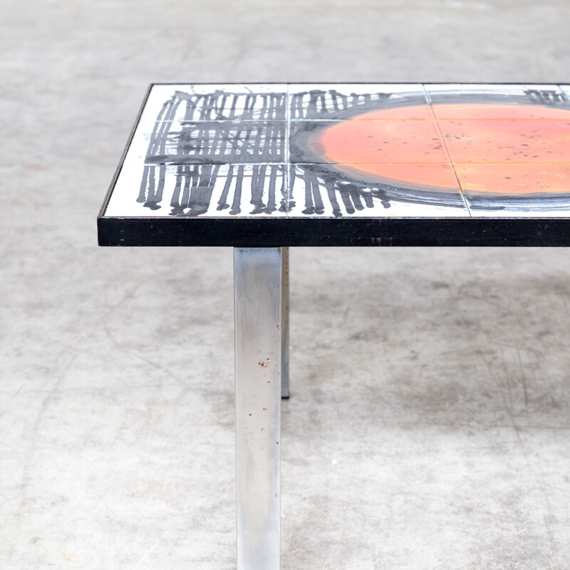 Vintage handpainted coffee table by Juliette Belarti - 1960s