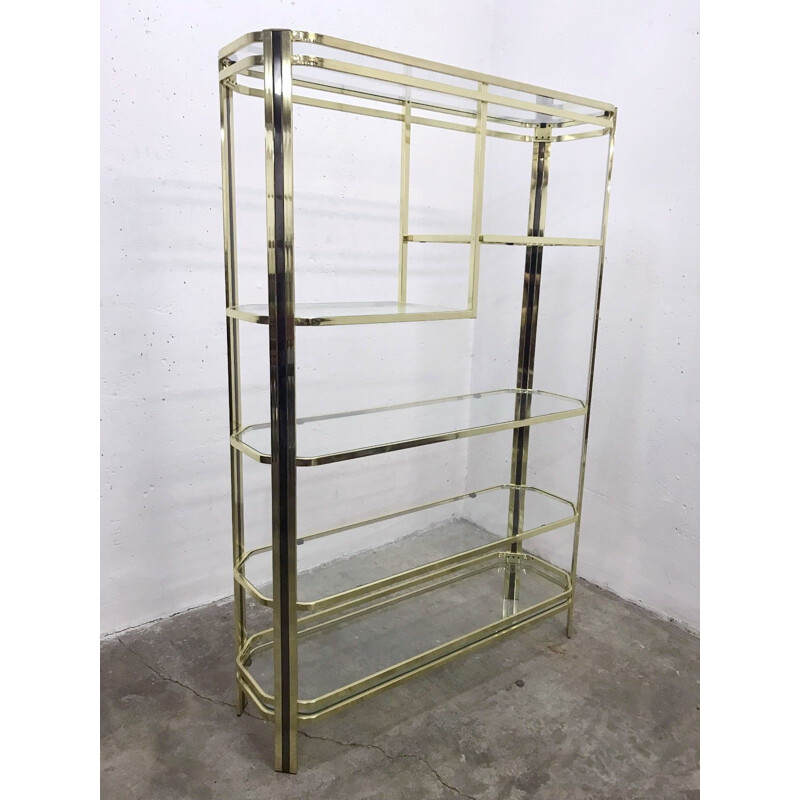 Vintage Brass shelf by Romeo Rega - 1970s