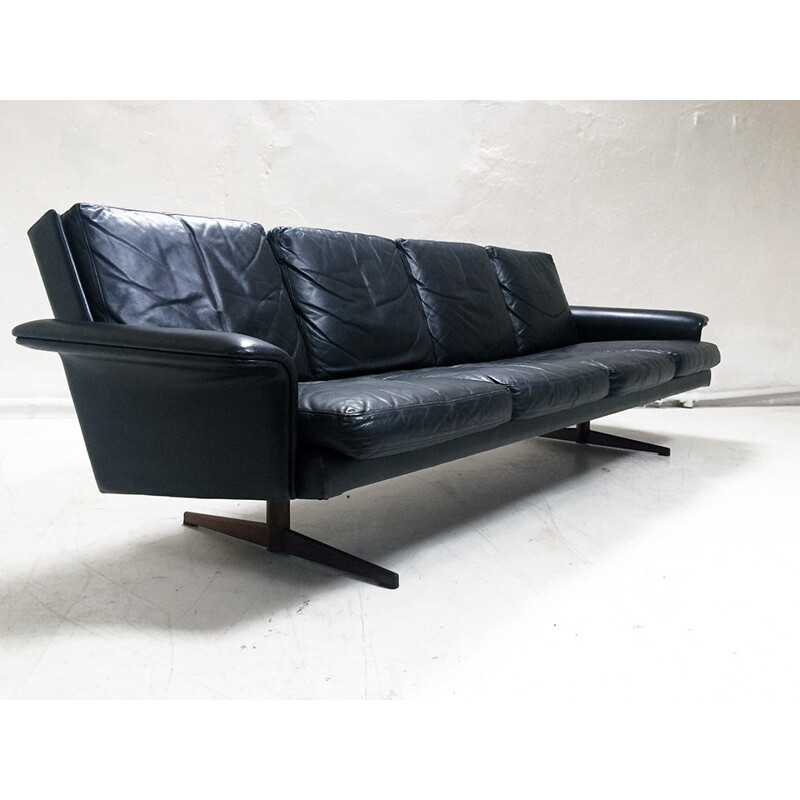 Danish 3-piece suite in leather & rosewood by Komfort - 1960s