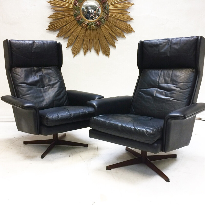 Danish 3-piece suite in leather & rosewood by Komfort - 1960s