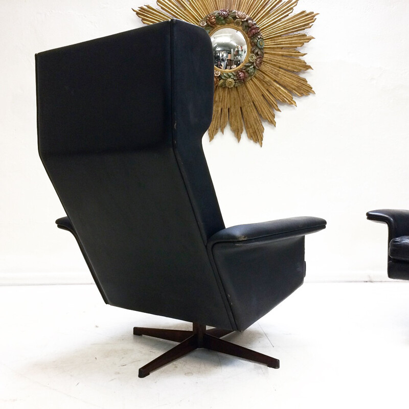 Danish 3-piece suite in leather & rosewood by Komfort - 1960s