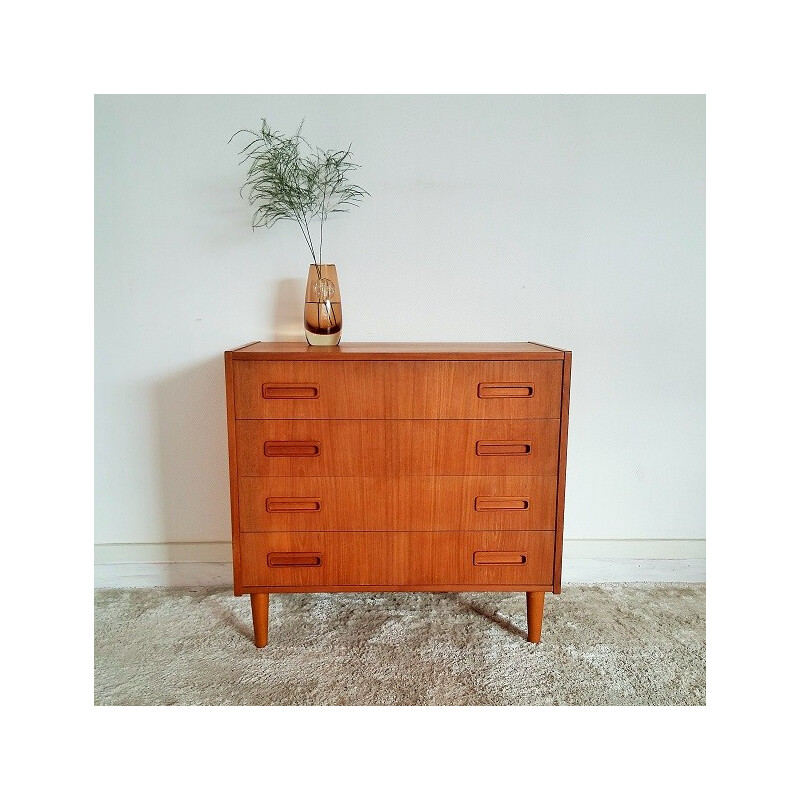 Vintage Teak chest of four drawers - 1960s