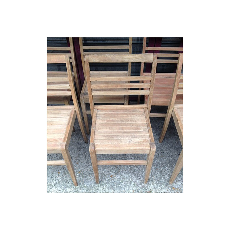 Set of 6 chairs in beechwood, René GABRIEL - 1940s