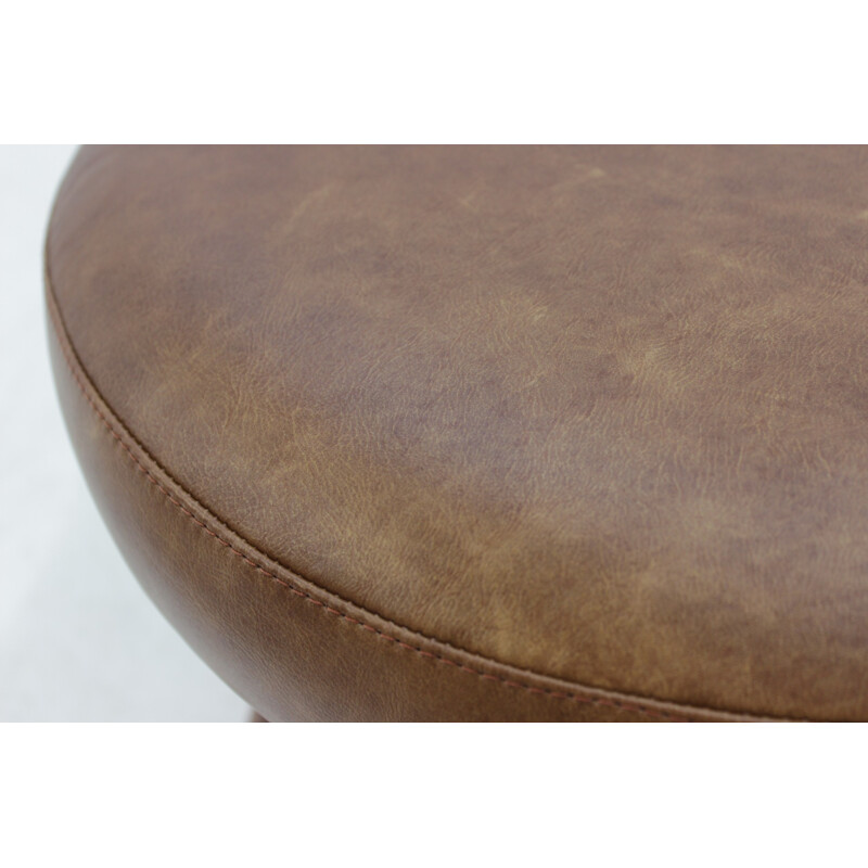 Mid-Century Danish Leather Stool - 1960s