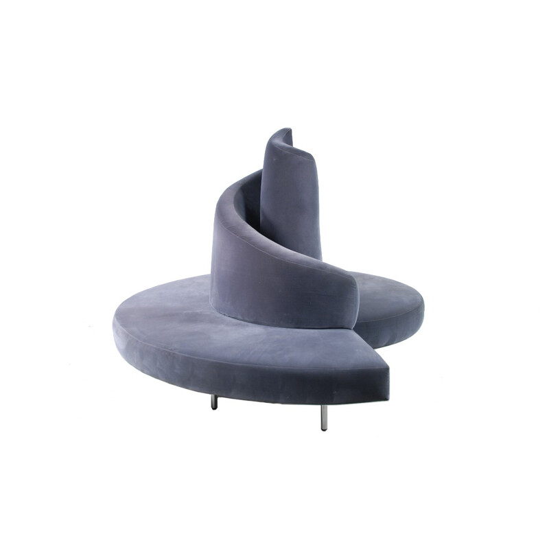 Tatlin sofa in steel and grey velvelt,  Mario CANANZI and Roberto SEMPRINI - 1980s