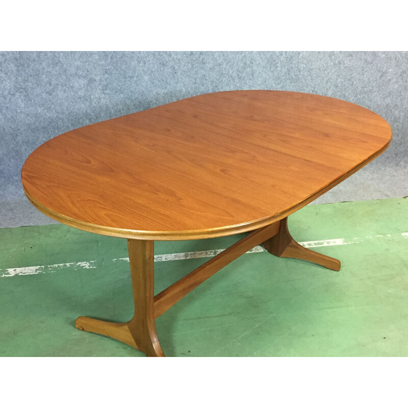 Vintage blond oak dining table - 1970s