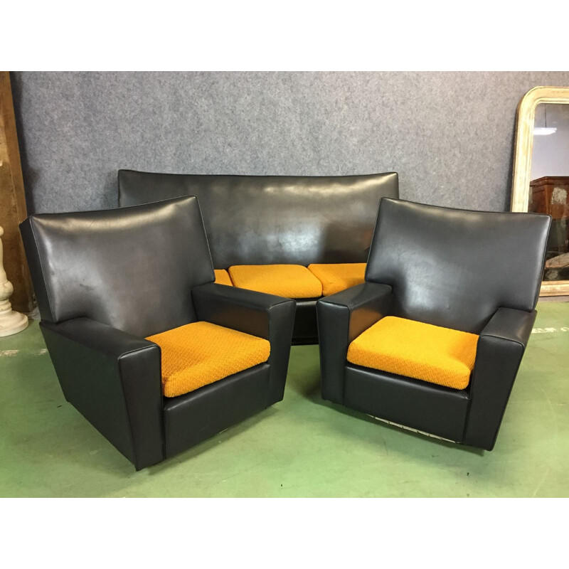 Vintage Living room set in faux leather - 1970s