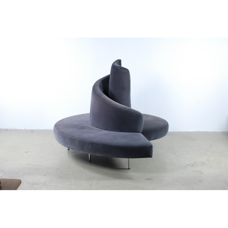 Tatlin sofa in steel and grey velvelt,  Mario CANANZI and Roberto SEMPRINI - 1980s