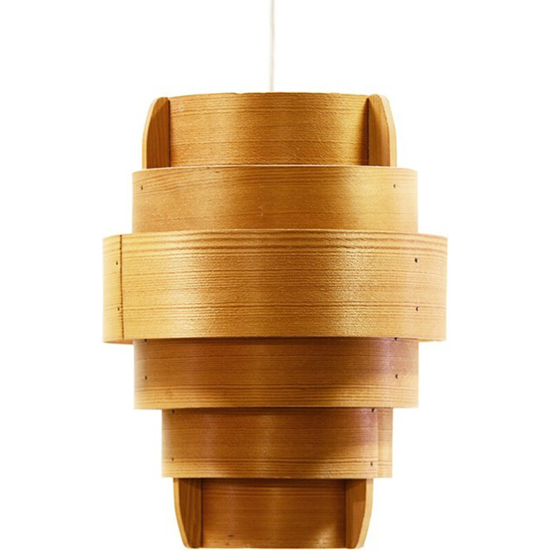 Pendant light "Rapp T478" in Pine veneer by Hans-Agne Jakobsson for Ellysett AB - 1960s