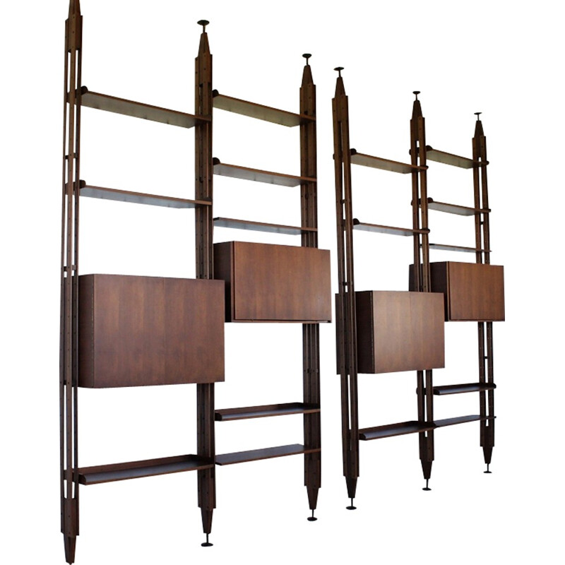 Set of 2 vintage "LB7" bookcase by Franco Albini - 1950s