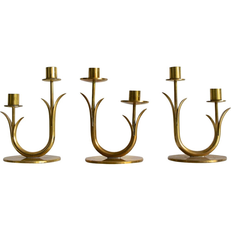 Swedish brass candle holders by Gunnar Ander for Ystad Metall - 1960s
