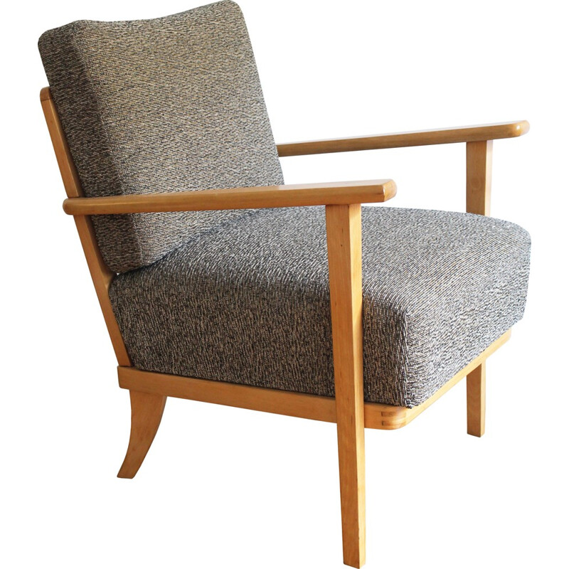 Refurbished Thonet Armchair with Original Fabric