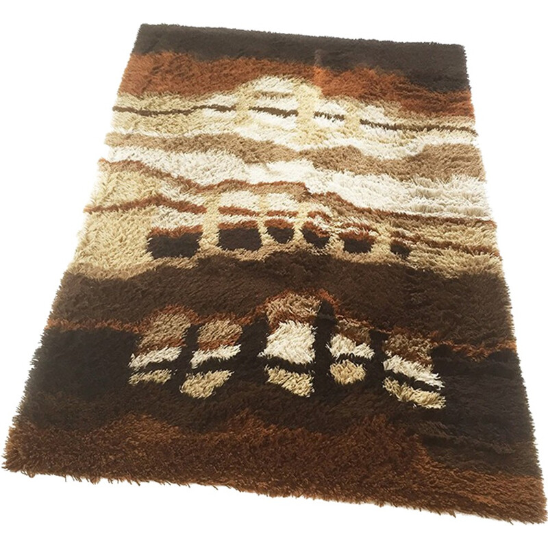 Vintage veelkleurig hoogpolig rya tapijt van Desso, Nederland 1970