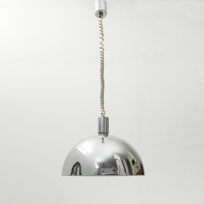 Vintage Chromed pendant lamp model AM-AS by Franco Albini for Sirrah - 1960s