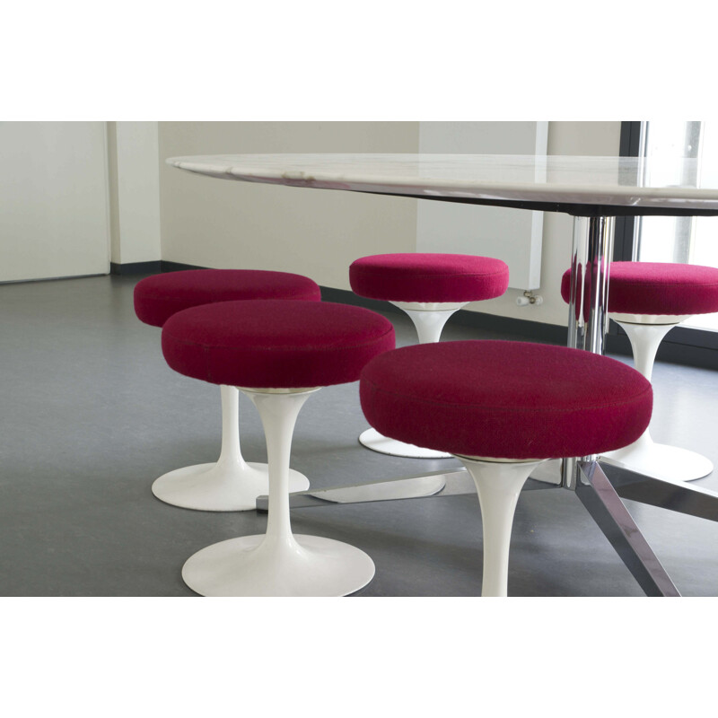 Set of 8 Tulip stools in metal and fabric, Eero SAARINEN - 1960s