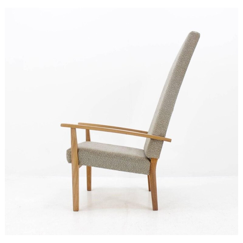 Vintage grey fabric armchair from Czech - 1960s