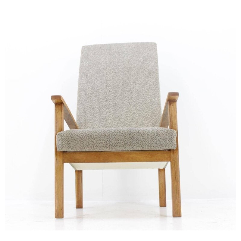 Vintage grijze stoffen fauteuil - 1960