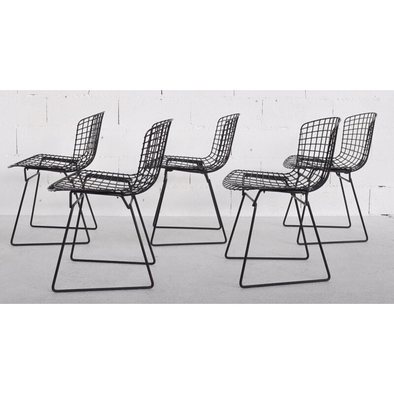 Ensemble de 5 chaises en fil d'acier, Harry BERTOÏA - 1970