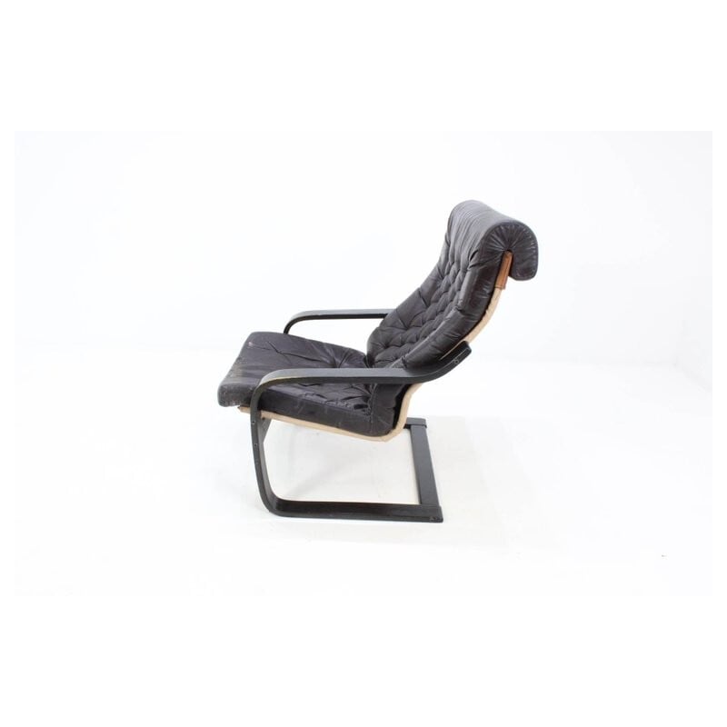 Fauteuil poem vintage en cuir par Noboru Nakamura pour Ikea, 1970