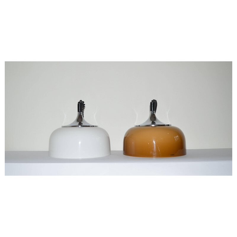 Vintage Pair of Pendant Lights Meblo by Harvey Guzzini - 1970s