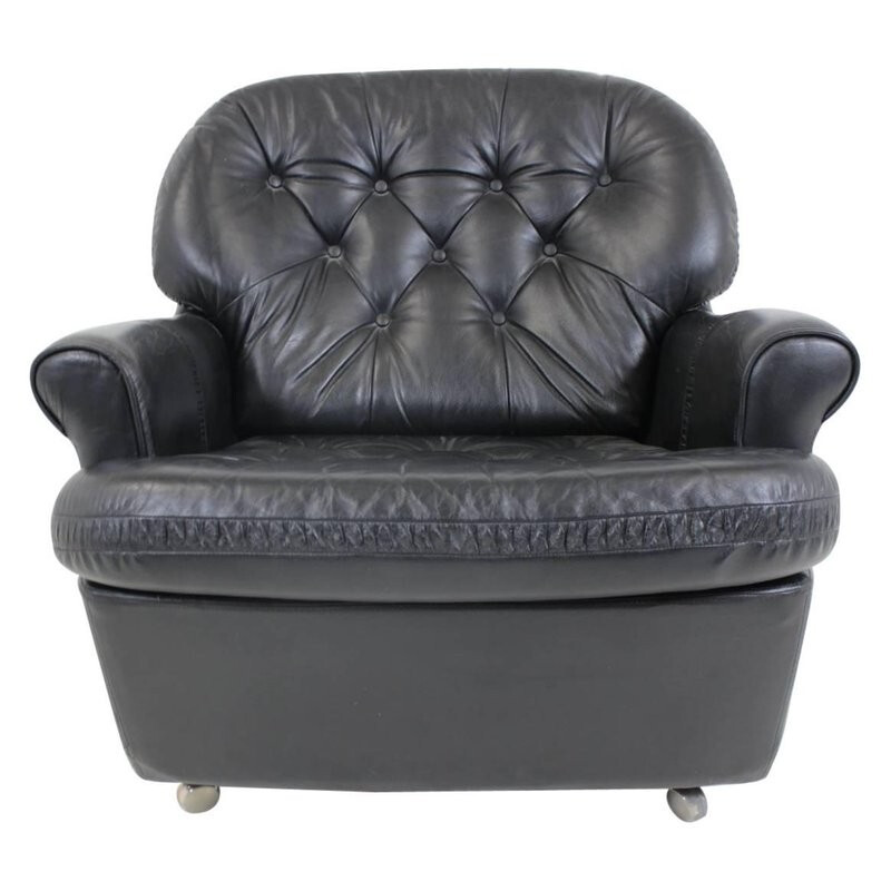 Fauteuil vintage en Cuir Finlandais par PeeM - 1970