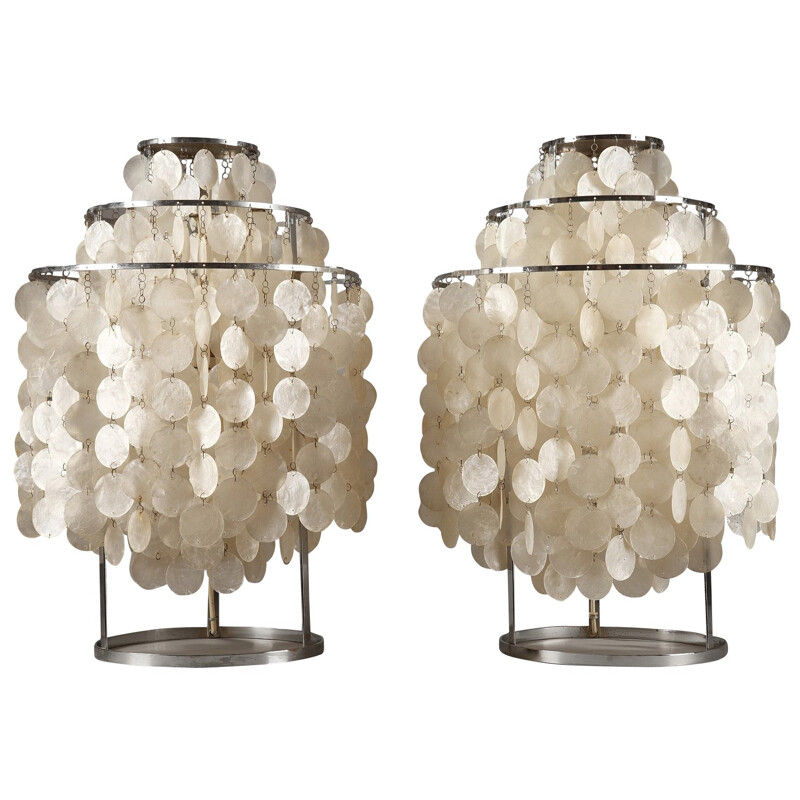 Pair of lamps model Fun in nacre and metal, Verner PANTON - 1960s