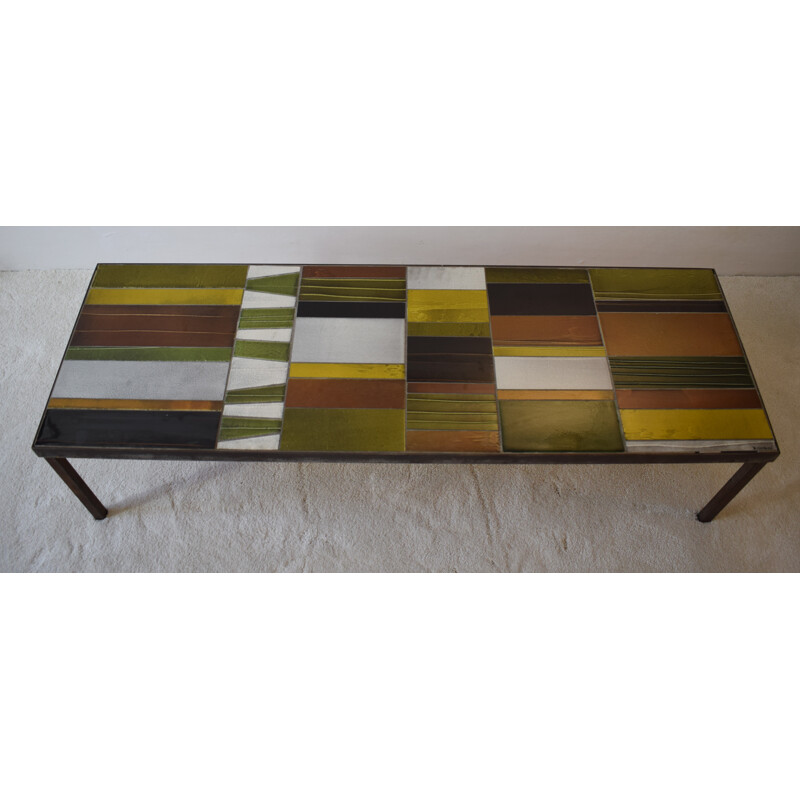 Table basse vintage "Geometrical" de Roger Capron - 1965