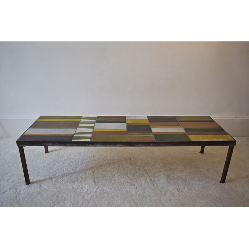Table basse vintage "Geometrical" de Roger Capron - 1965